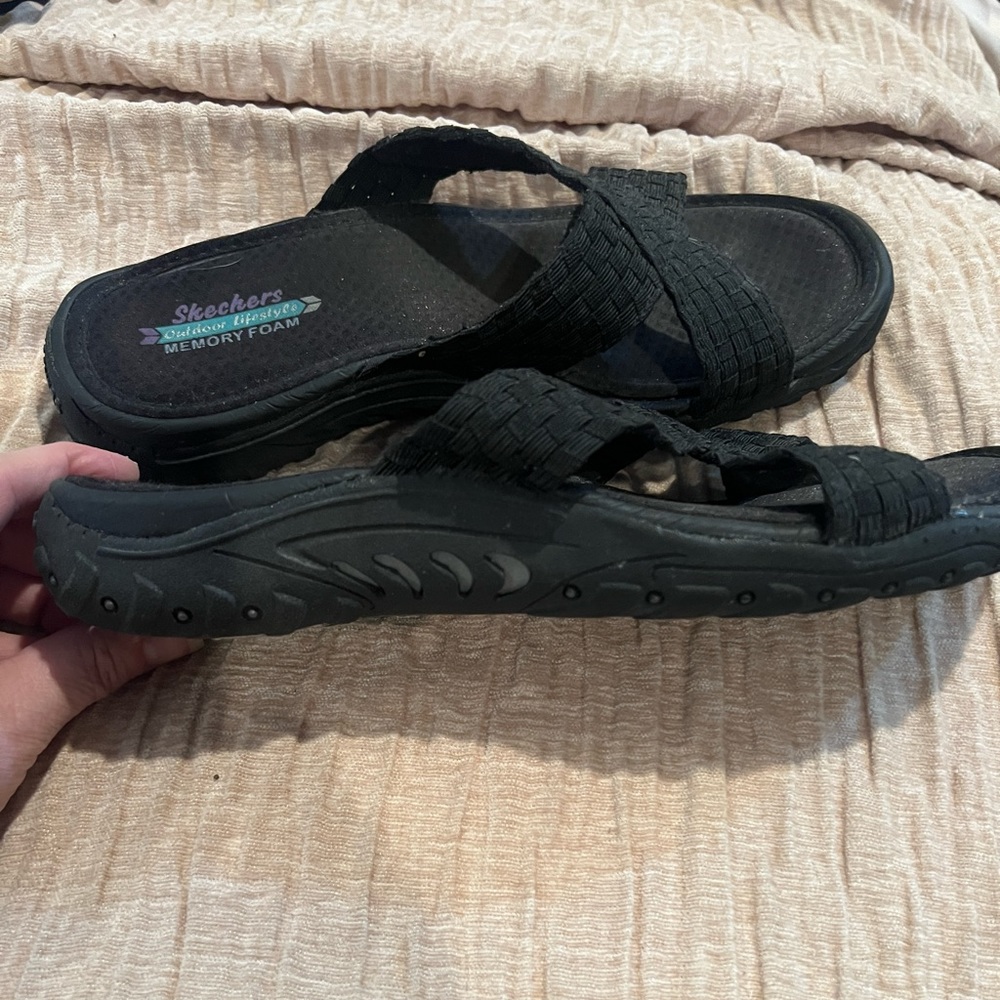 Skechers Outdoor Lifestyle Slide On Black Sandals Shoes Women’s Size 10